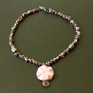 Natural Pink Rhodochrosite Stone Necklace.